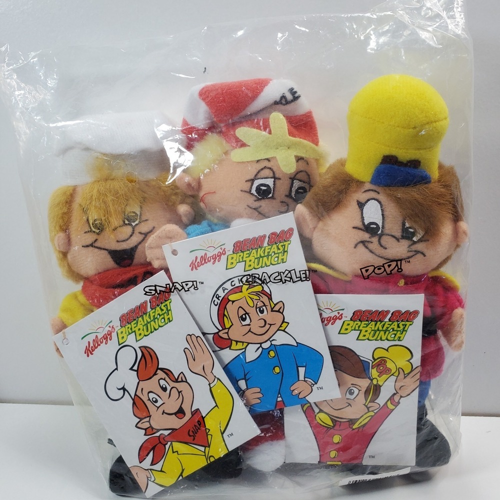 Vtg 1997 Kellogg's Bean Bag Breakfast Bunch Snap / Crackle / Pop  Plush Toys